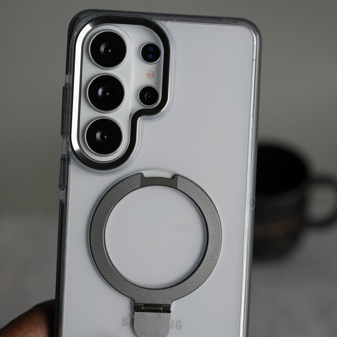 FRATO Samsung S26 Ultra Galaxy S26 Ultra Clear MagSafe Kickstand Case | Transparent Shockproof Slim Cover with Metal Ring Stand