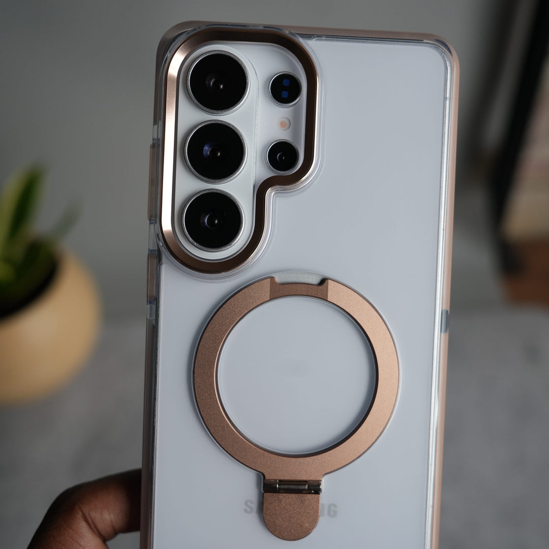 FRATO Samsung S26 Ultra Galaxy S26 Ultra Clear MagSafe Kickstand Case | Transparent Shockproof Slim Cover with Metal Ring Stand