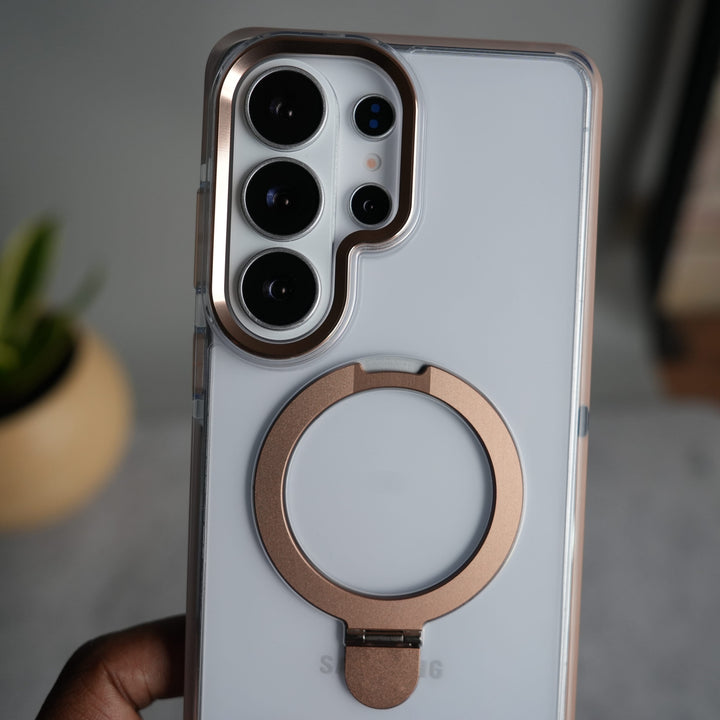 FRATO Samsung S26 Ultra Galaxy S26 Ultra Clear MagSafe Kickstand Case | Transparent Shockproof Slim Cover with Metal Ring Stand