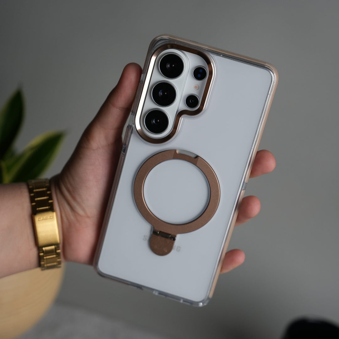 FRATO Samsung S26 Ultra Galaxy S26 Ultra Clear MagSafe Kickstand Case | Transparent Shockproof Slim Cover with Metal Ring Stand