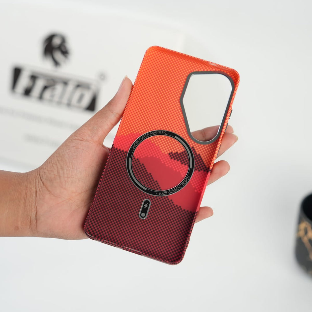 FRATO Samsung S26 Ultra Galaxy S26 Ultra Fiber Texture Case | Ultra Slim Hard Back Cover | Red Hill