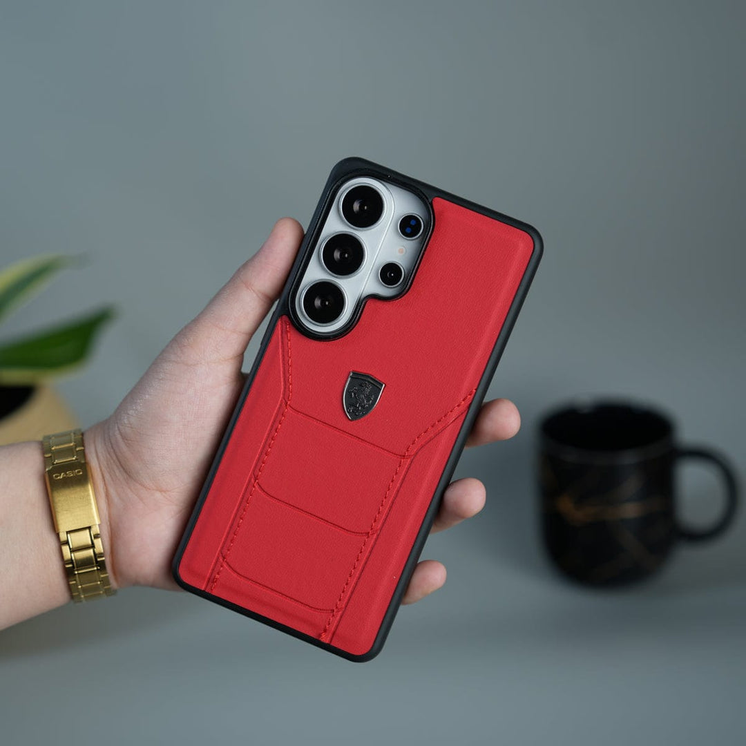 FRATO Samsung S26 Ultra Galaxy S26 Ultra FR Stitched PU Leather Case Cover (Red)