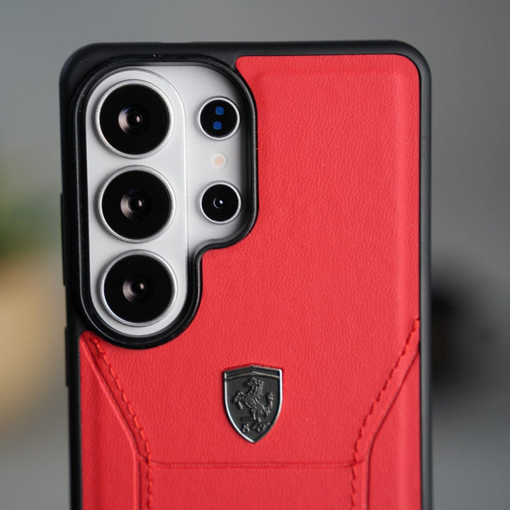 FRATO Samsung S26 Ultra Galaxy S26 Ultra FR Stitched PU Leather Case Cover (Red)