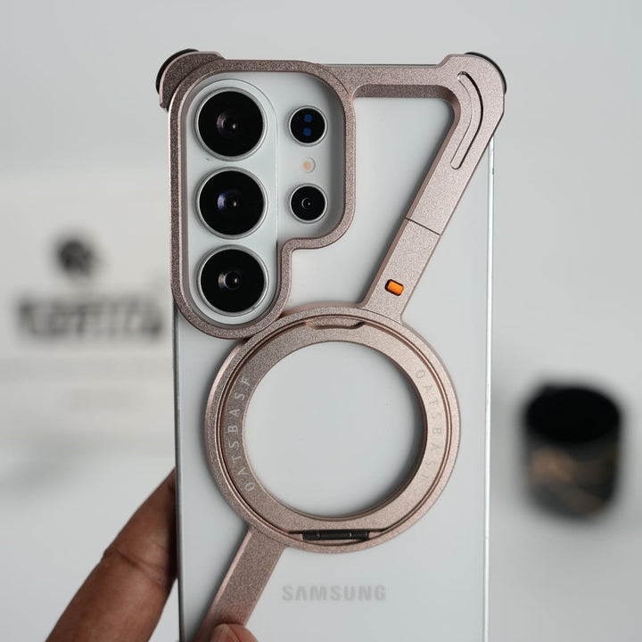 FRATO Samsung S26 Ultra Galaxy S26 Ultra Frameless Z Shape Metal Case with Rotating Stand