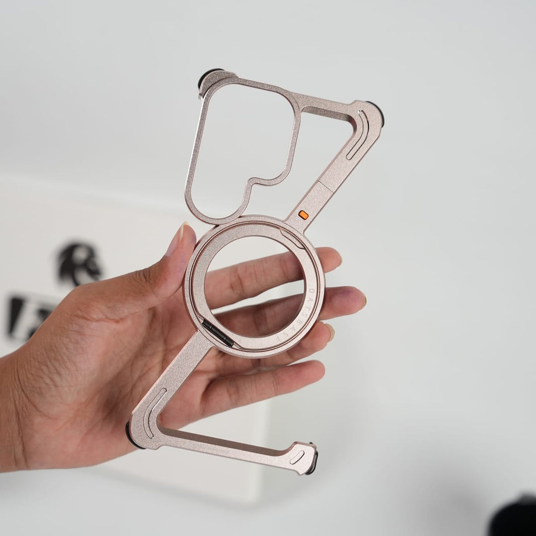 FRATO Samsung S26 Ultra Galaxy S26 Ultra Frameless Z Shape Metal Case with Rotating Stand