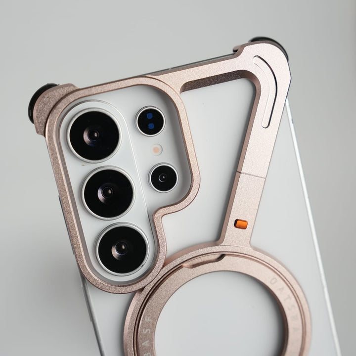 FRATO Samsung S26 Ultra Galaxy S26 Ultra Frameless Z Shape Metal Case with Rotating Stand