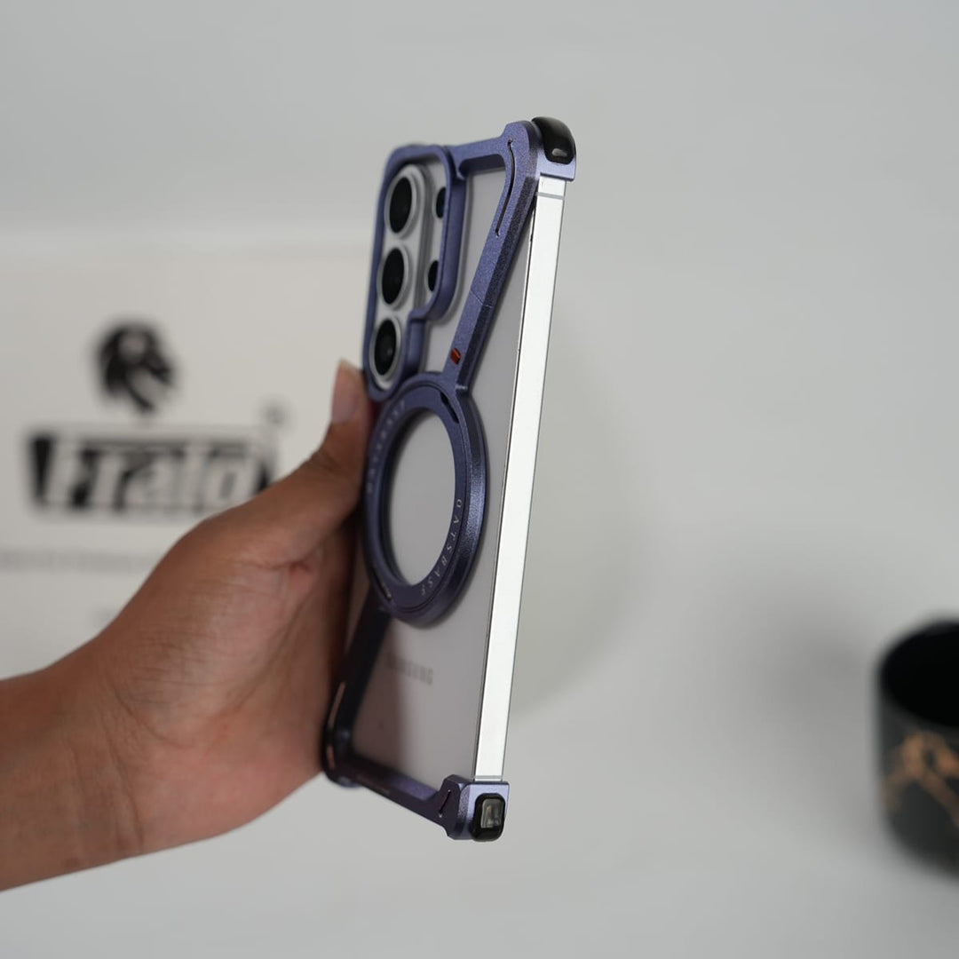 FRATO Samsung S26 Ultra Galaxy S26 Ultra Frameless Z Shape Metal Case with Rotating Stand