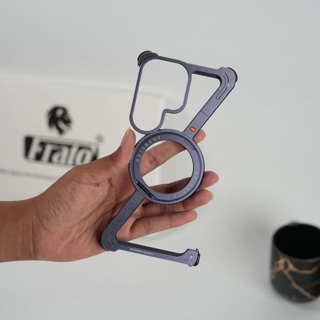 FRATO Samsung S26 Ultra Galaxy S26 Ultra Frameless Z Shape Metal Case with Rotating Stand