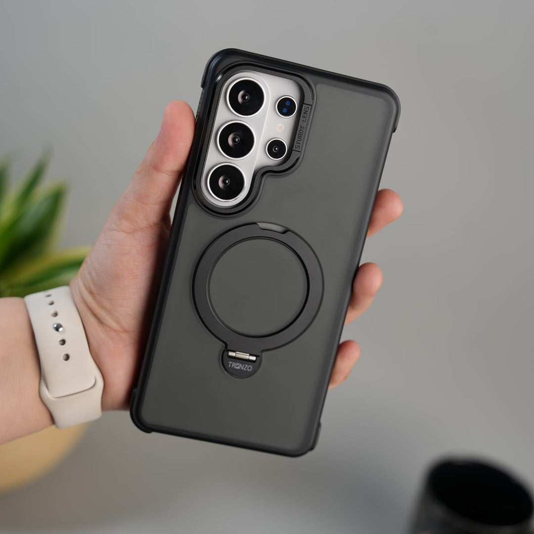 FRATO Samsung S26 Ultra Galaxy S26 Ultra Frosted Case with Built-in Stand | 360° Grip Ring Protective Cover