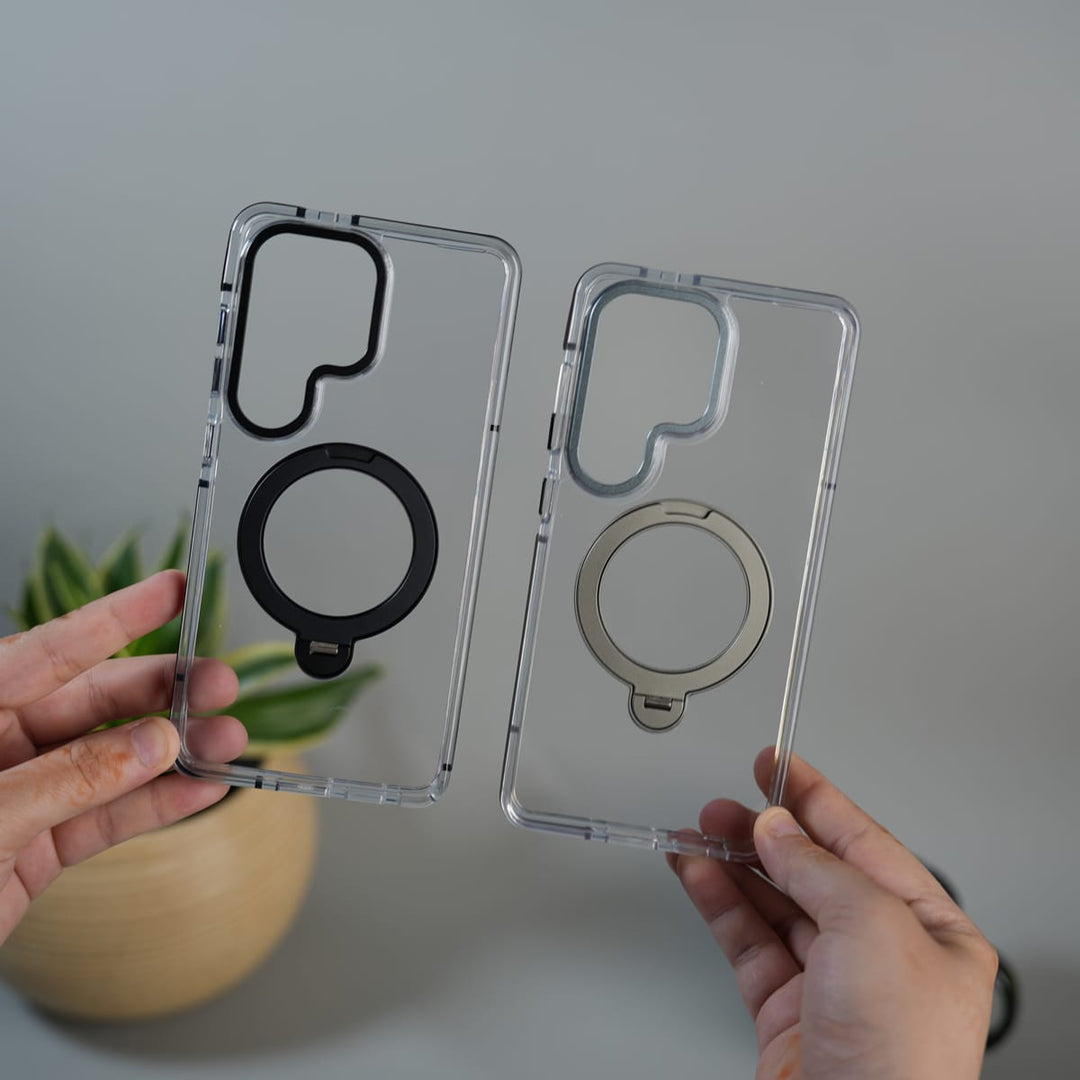FRATO Samsung S26 Ultra Galaxy S26 Ultra GripRing MagSafe Clear Case with Built-in Stand | Transparent Shockproof Cover
