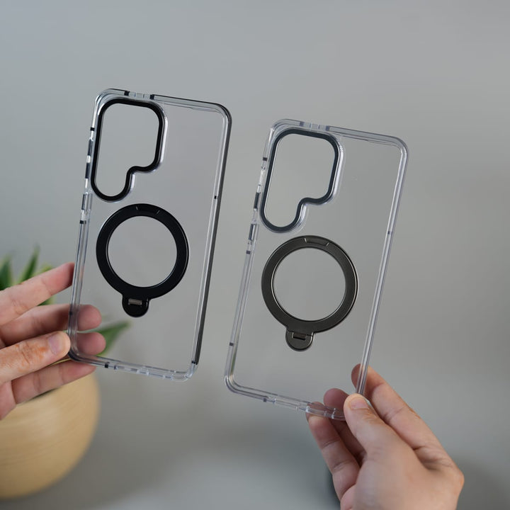 FRATO Samsung S26 Ultra Galaxy S26 Ultra GripRing MagSafe Clear Case with Built-in Stand | Transparent Shockproof Cover