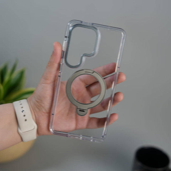FRATO Samsung S26 Ultra Galaxy S26 Ultra GripRing MagSafe Clear Case with Built-in Stand | Transparent Shockproof Cover