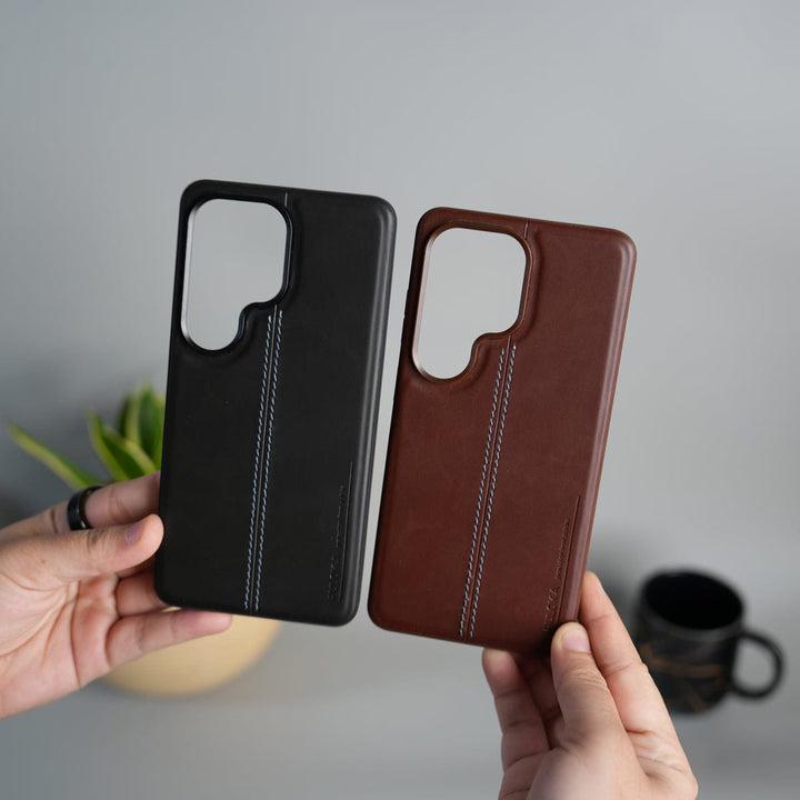 FRATO Samsung S26 Ultra Galaxy S26 Ultra Leather Case | Classic Middle Stitched PU Back Cover