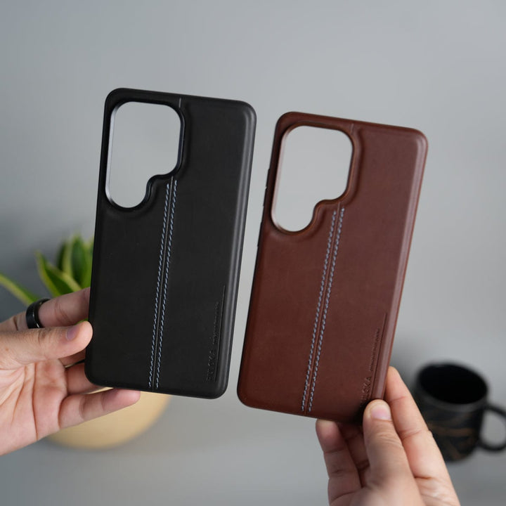 FRATO Samsung S26 Ultra Galaxy S26 Ultra Leather Case | Classic Middle Stitched PU Back Cover