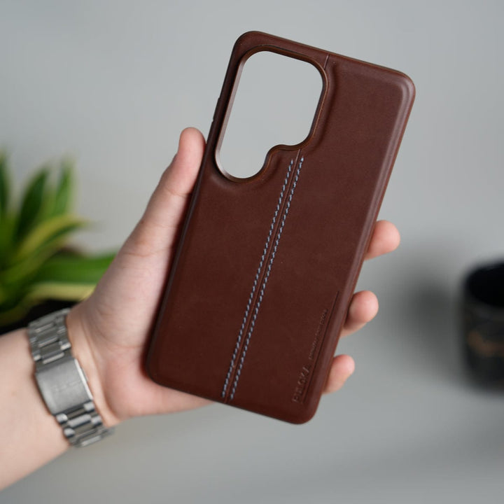 FRATO Samsung S26 Ultra Galaxy S26 Ultra Leather Case | Classic Middle Stitched PU Back Cover