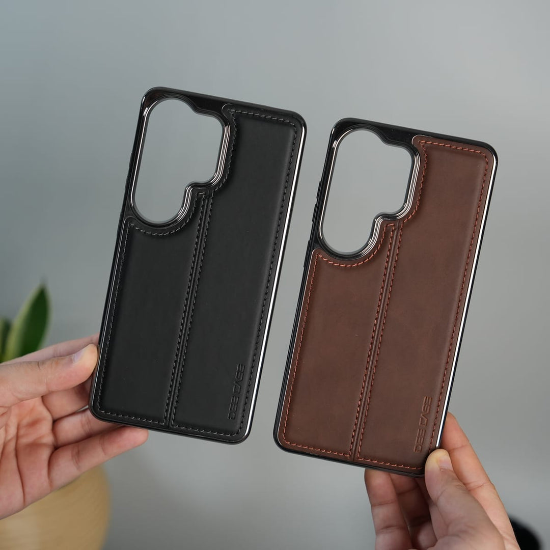 FRATO Samsung S26 Ultra Galaxy S26 Ultra Leather Case | Classic Sude Chrome Middle Stitched Back Cover