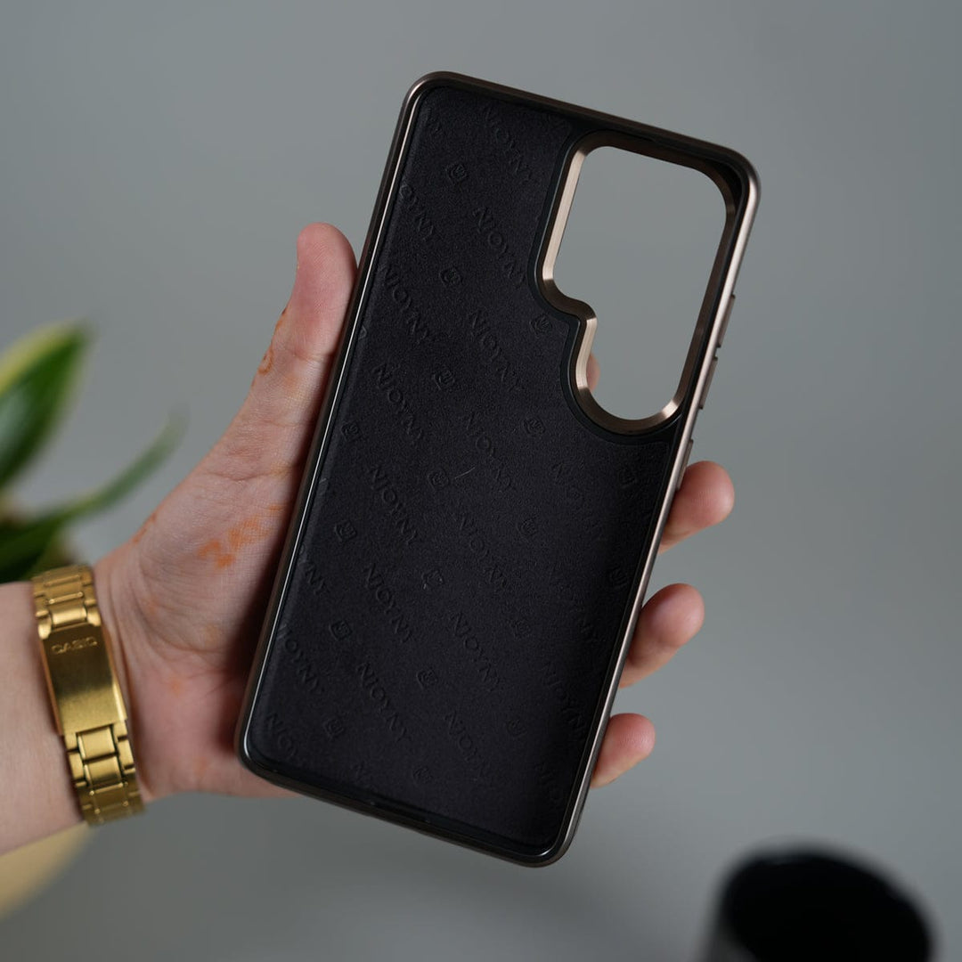 FRATO Samsung S26 Ultra Galaxy S26 Ultra Leather Mate Chrome Plated Kick Stand Case Cover