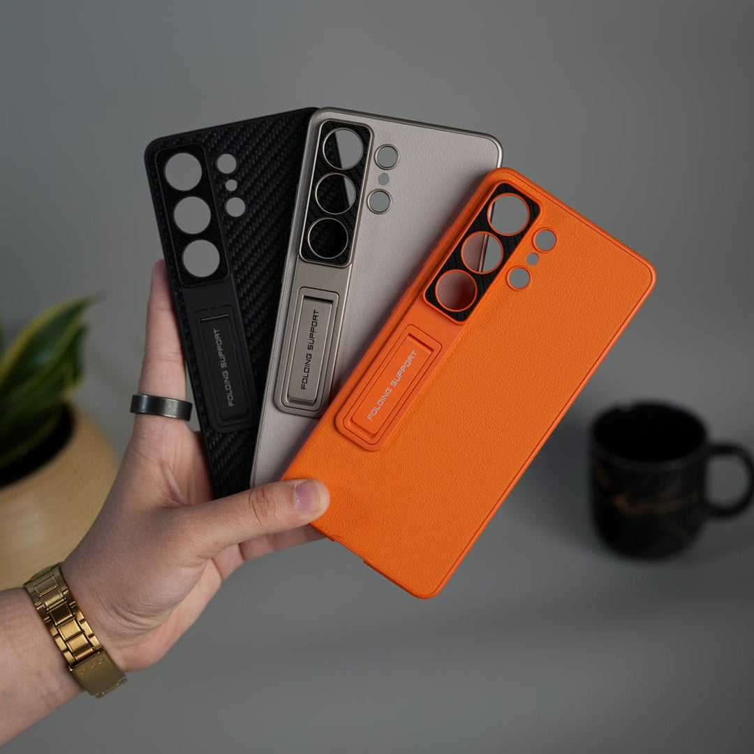 FRATO Samsung S26 Ultra Galaxy S26 Ultra Leather Texture Case with Folding Stand & Camera Protection | Shockproof Slim Cover