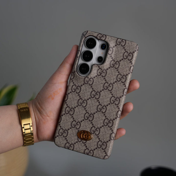 FRATO Samsung S26 Ultra Galaxy S26 Ultra Luxury GG Pattern Leather Case | Premium Hard Back Cover