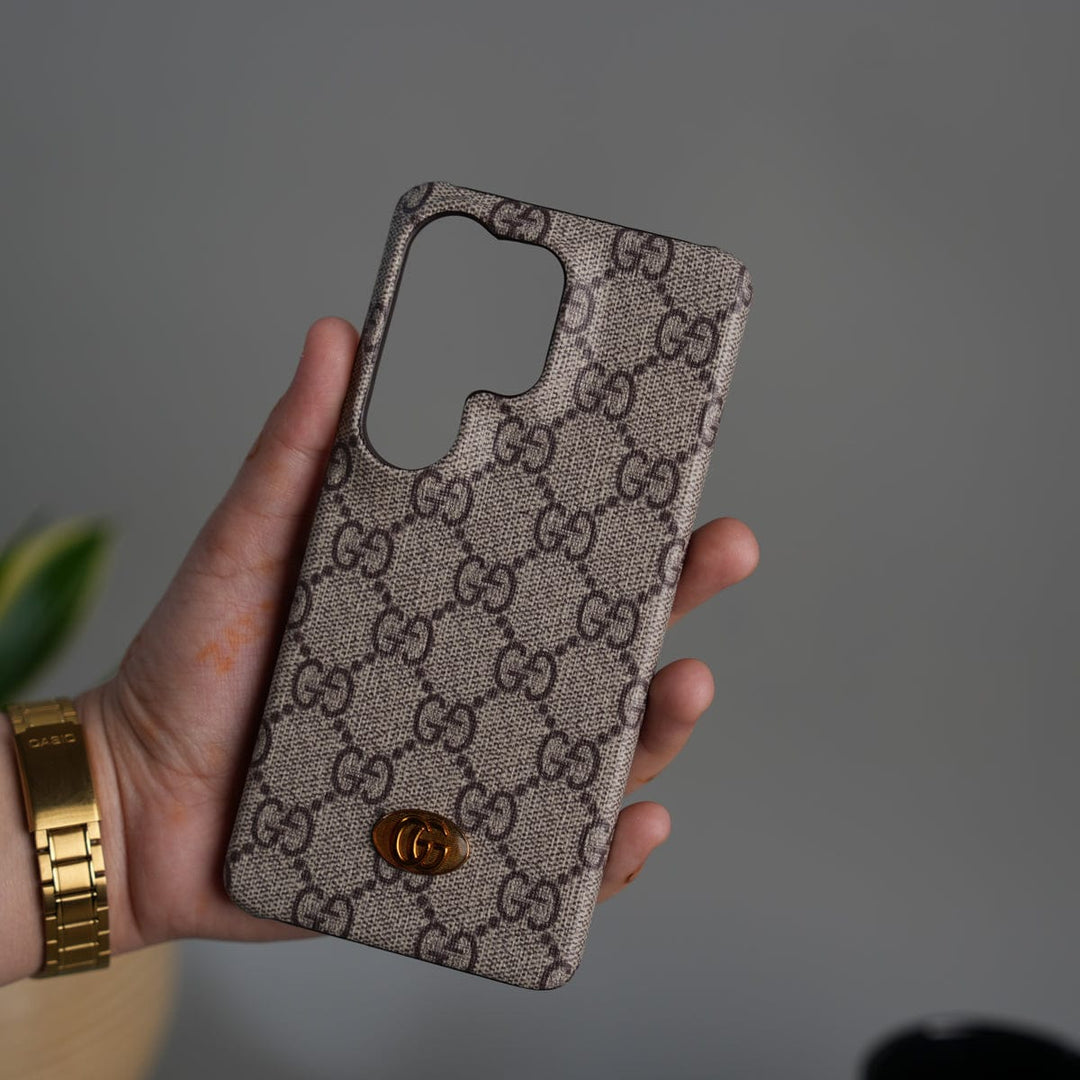 FRATO Samsung S26 Ultra Galaxy S26 Ultra Luxury GG Pattern Leather Case | Premium Hard Back Cover