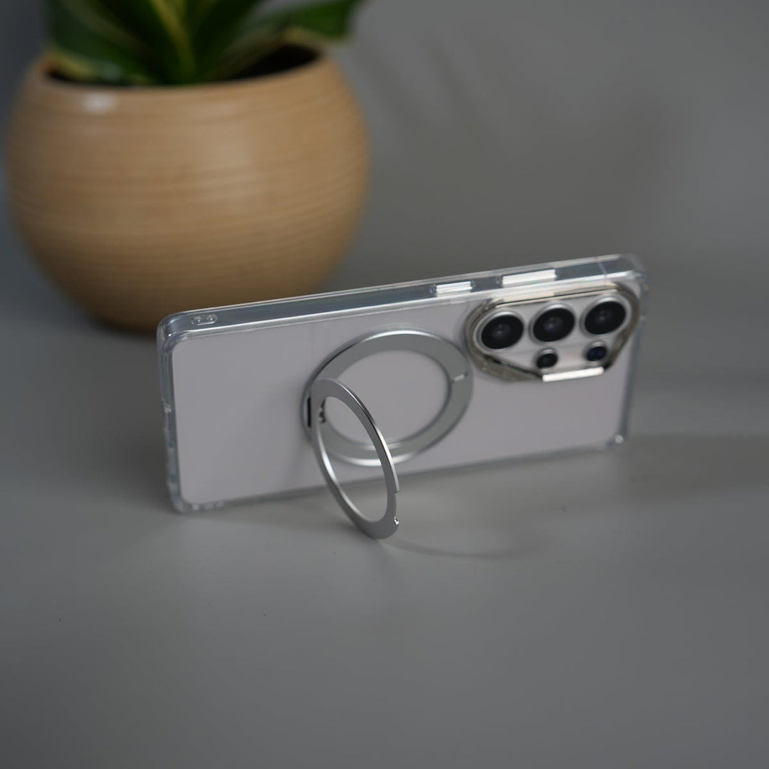 FRATO Samsung S26 Ultra Galaxy S26 Ultra Magnetic Clear Case with Metal Ring Stand | Transparent Shockproof Cover