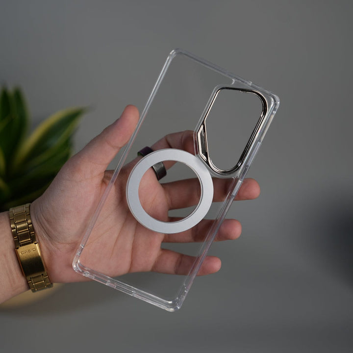 FRATO Samsung S26 Ultra Galaxy S26 Ultra Magnetic Clear Case with Metal Ring Stand | Transparent Shockproof Cover