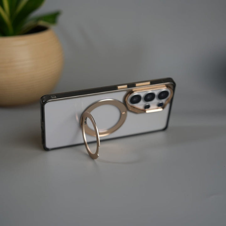 FRATO Samsung S26 Ultra Galaxy S26 Ultra Magnetic Clear Case with Metal Ring Stand | Transparent Shockproof Cover