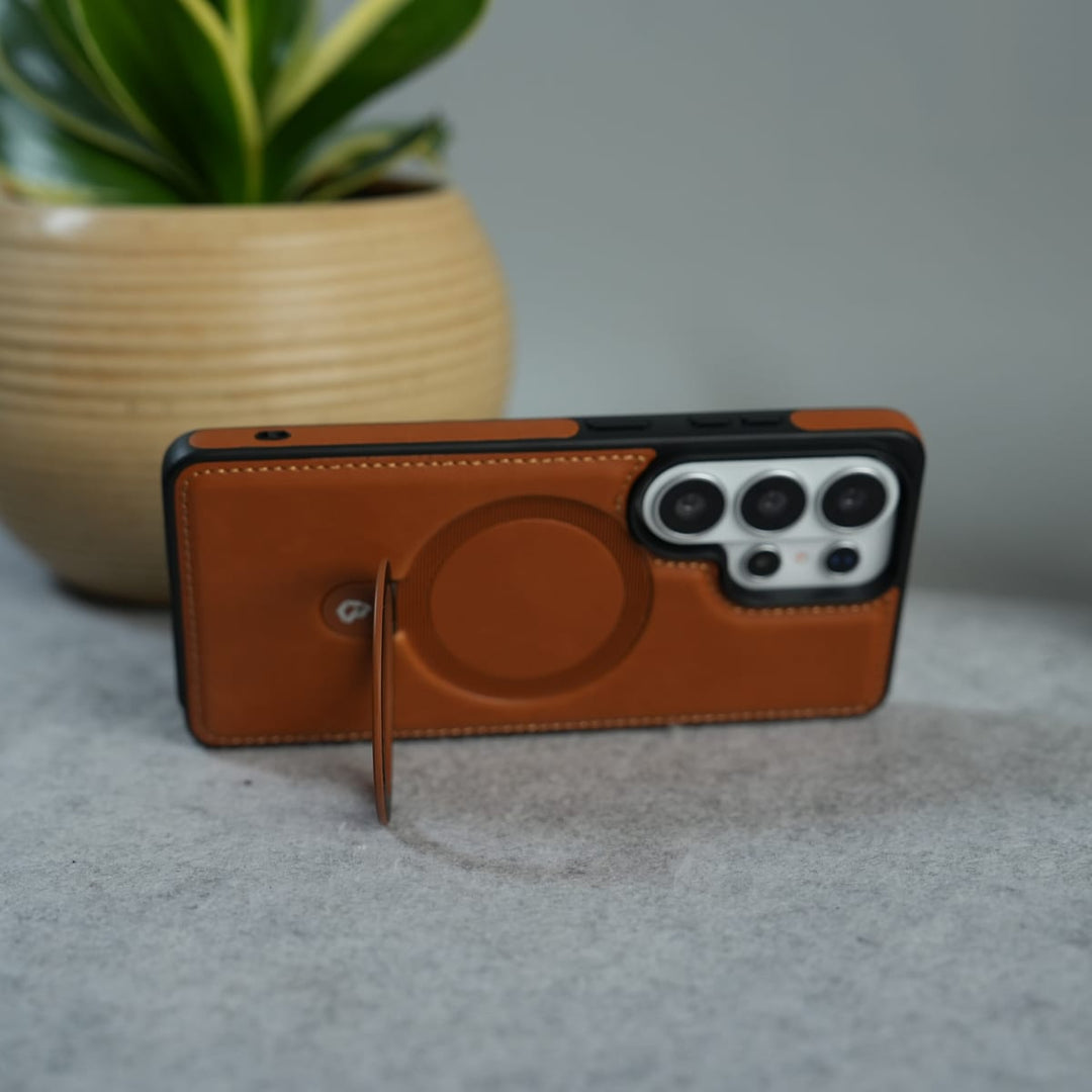 FRATO Samsung S26 Ultra Galaxy S26 Ultra Premium Leather MagSafe Case with Kickstand & Camera Protection | Luxury Slim Cover