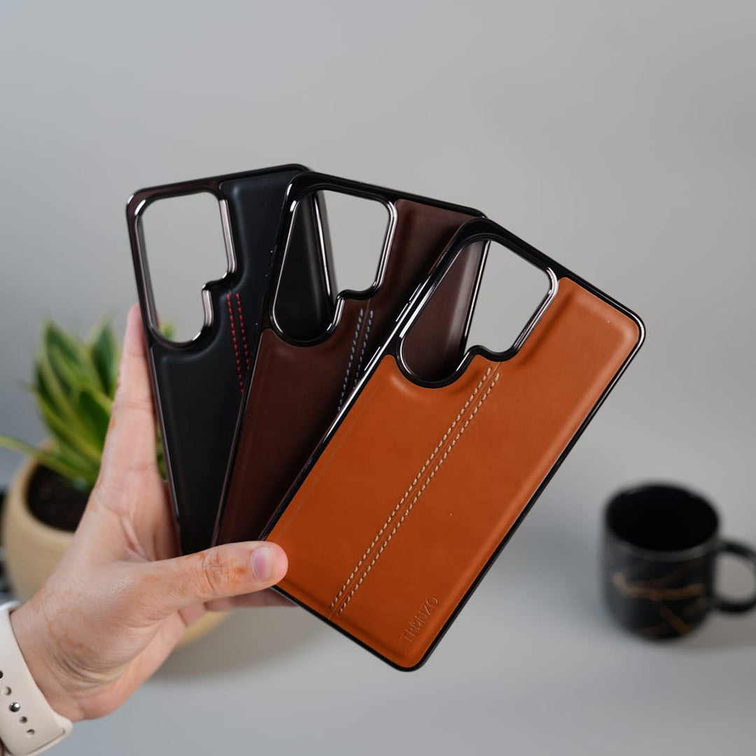 FRATO Samsung S26 Ultra Galaxy S26 Ultra PU Leather Middle Stitch Side Chrome Case Cover