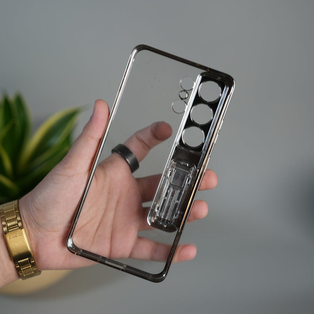 FRATO Samsung S26 Ultra Galaxy S26 Ultra Transparent Case with Folding Stand &amp; Camera Protection | Shockproof Clear Back Cover
