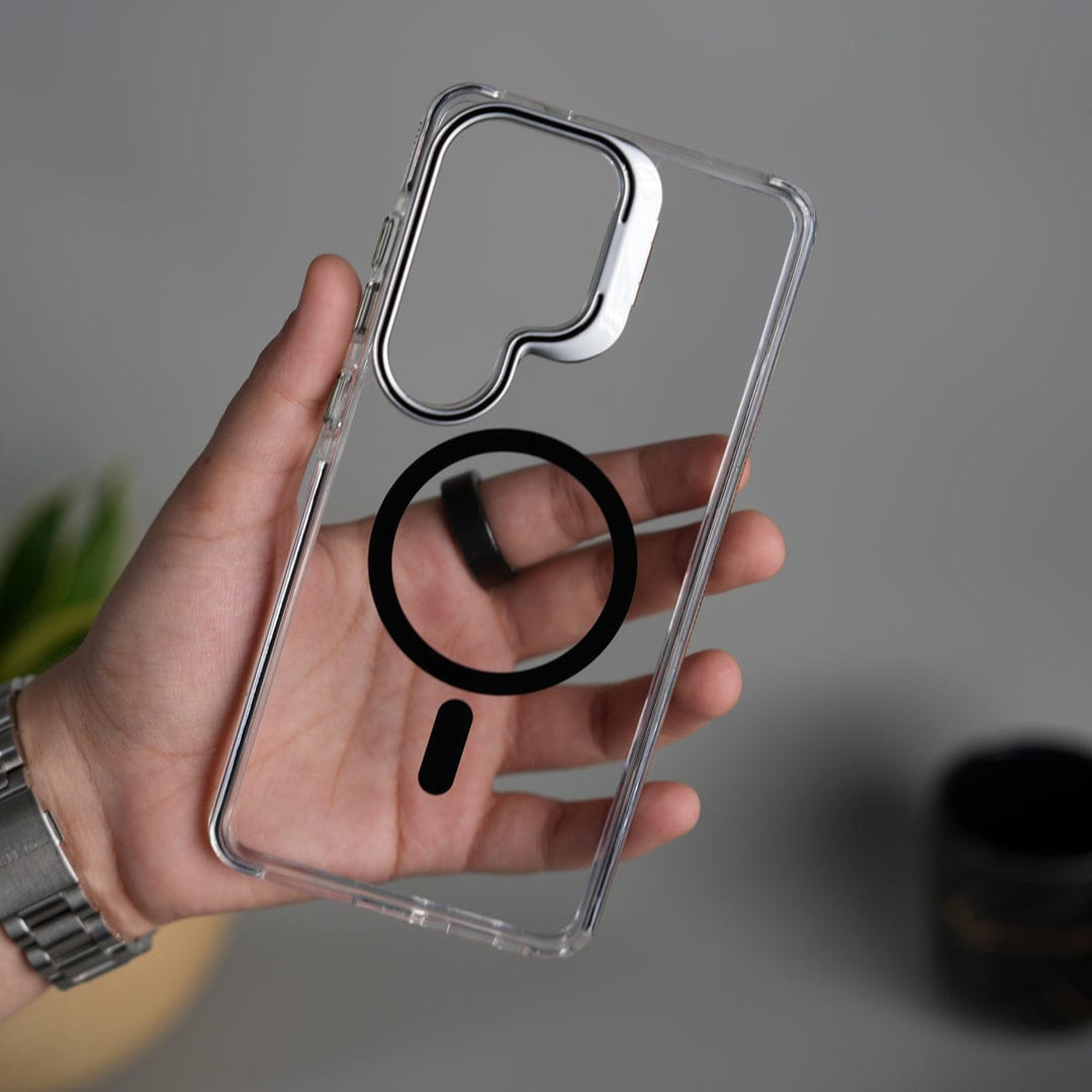 FRATO Samsung S26 Ultra Galaxy S26 Ultra Transparent MagSafe Cover With Metal Camera Bump Kick Stand