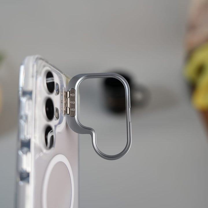 FRATO Samsung S26 Ultra Galaxy S26 Ultra Transparent MagSafe Cover With Metal Camera Bump Kick Stand (White)