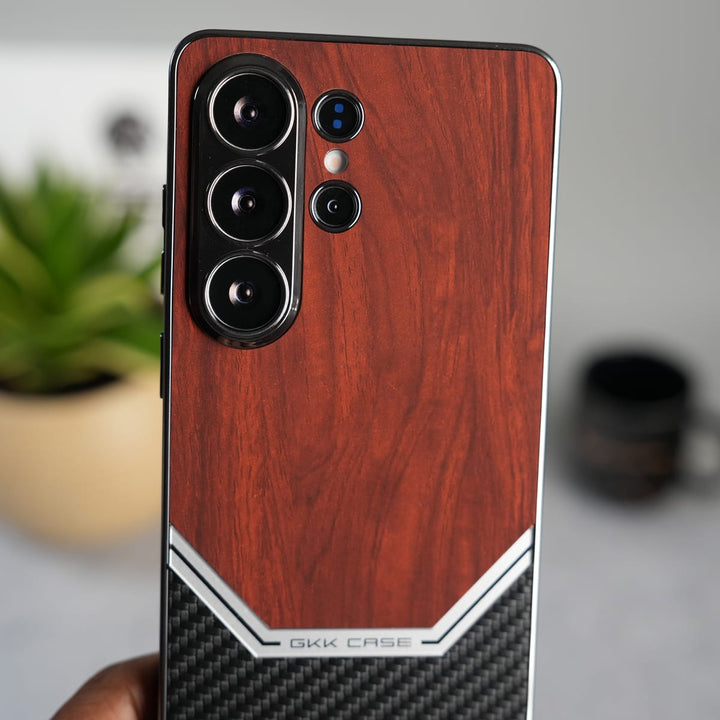 FRATO Samsung S26 Ultra GKK Electroplated Leather-like Wood Grain Cover for Galaxy S26 Ultra
