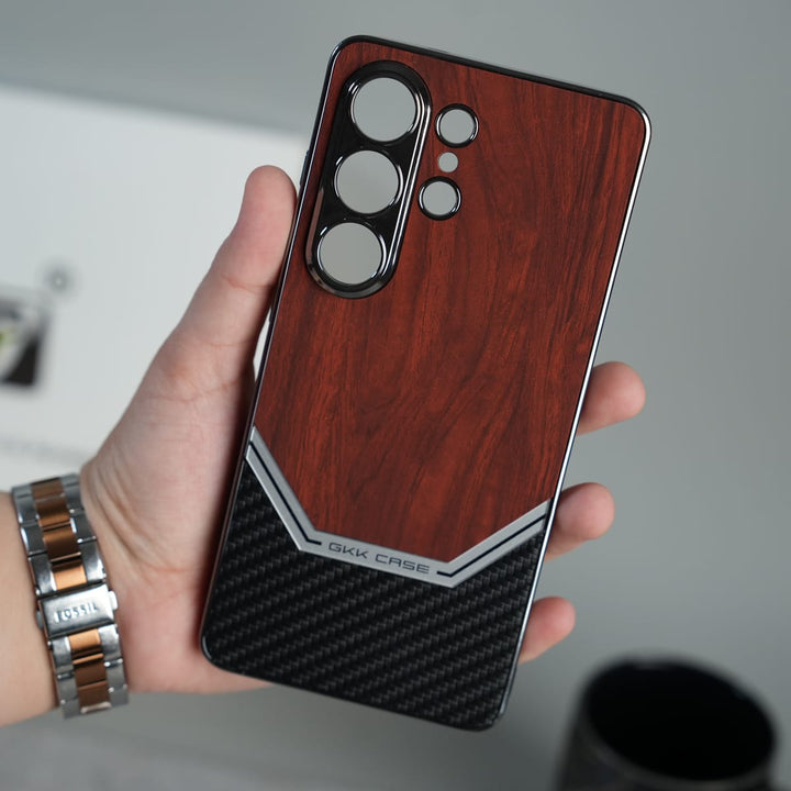 FRATO Samsung S26 Ultra GKK Electroplated Leather-like Wood Grain Cover for Galaxy S26 Ultra