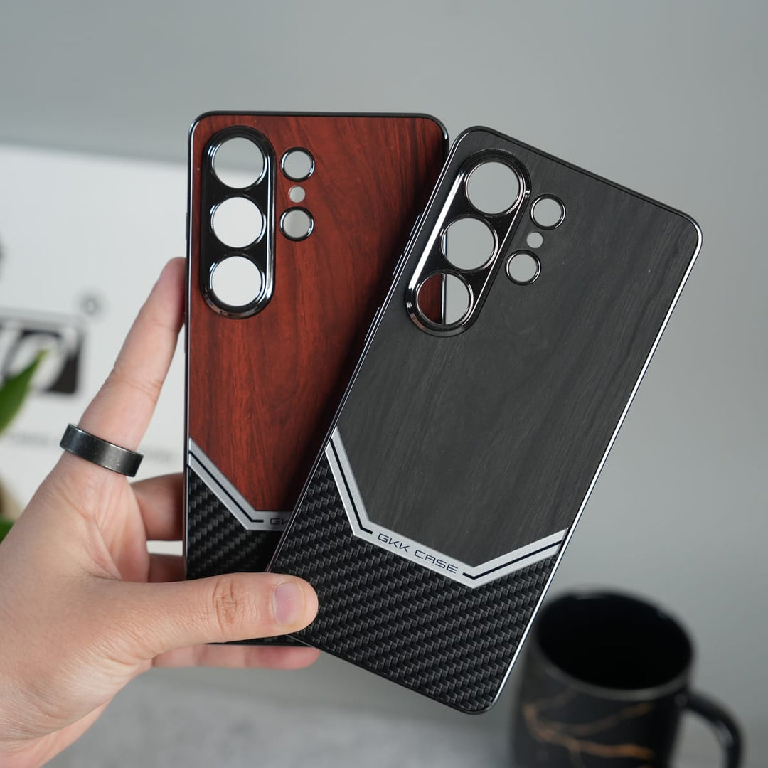 FRATO Samsung S26 Ultra GKK Electroplated Leather-like Wood Grain Cover for Galaxy S26 Ultra