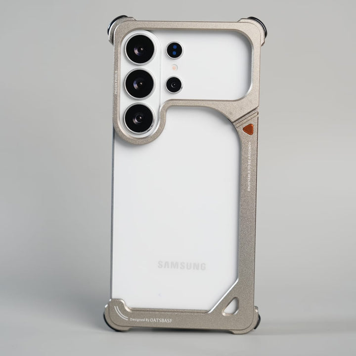 FRATO Samsung S26 Ultra Gray Galaxy S26 Ultra Aluminum Alloy Metal Bumper Frame with Foldable Stand