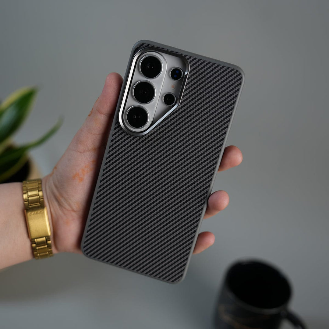 FRATO Samsung S26 Ultra Gray Galaxy S26 Ultra Metal Camera Ring Carbon Fiber Design Cover