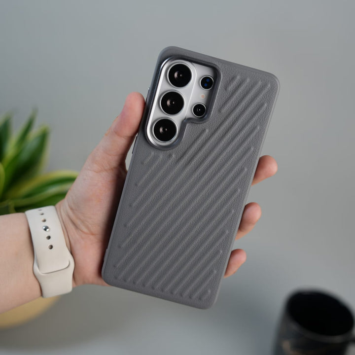 FRATO Samsung S26 Ultra Gray Galaxy S26 Ultra Textured Line Grip Case | Anti-Slip Matte Back Shockproof Slim Cover