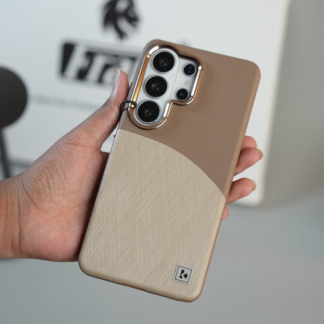 FRATO Samsung S26 Ultra Light Brown Galaxy S26 Ultra Premium Dual-Tone PU Leather MagSafe Case with Metal Camera Guard