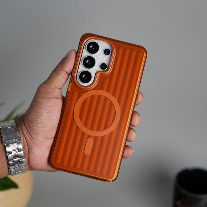 FRATO Samsung S26 Ultra Orange Galaxy S26 Ultra MagSafe Suitcase Design Case | Shiny Texture Back Cover