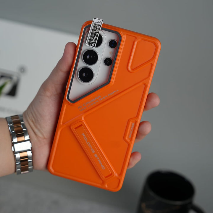 FRATO Samsung S26 Ultra Orange Galaxy S26 Ultra Matte Hard PC Stand Ultra Thin Lens Protection Back Case