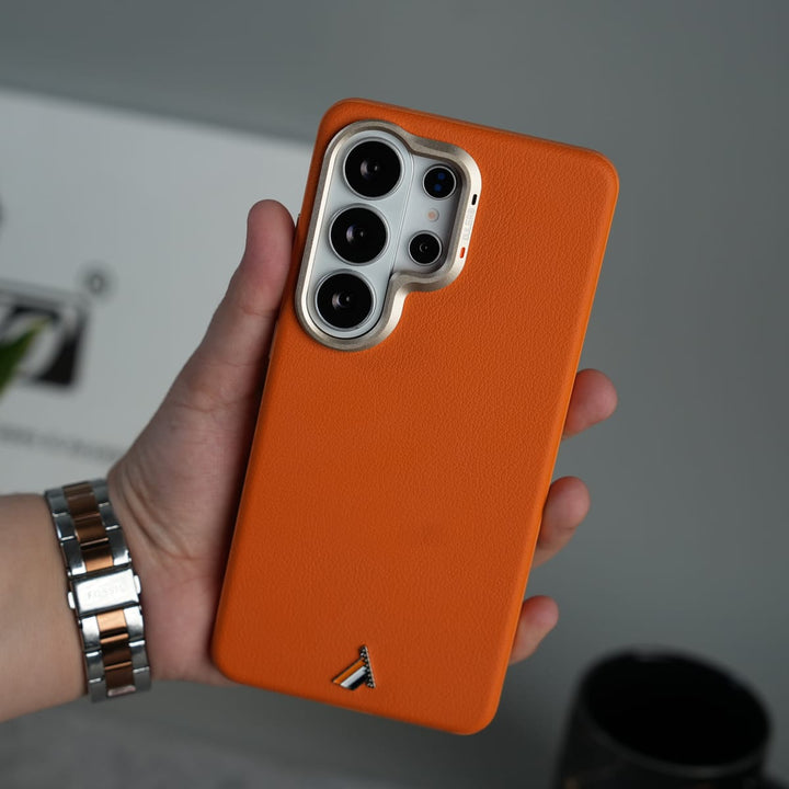 FRATO Samsung S26 Ultra Orange Galaxy S26 Ultra Premium Leather MagSafe Case with Metal Camera Protection