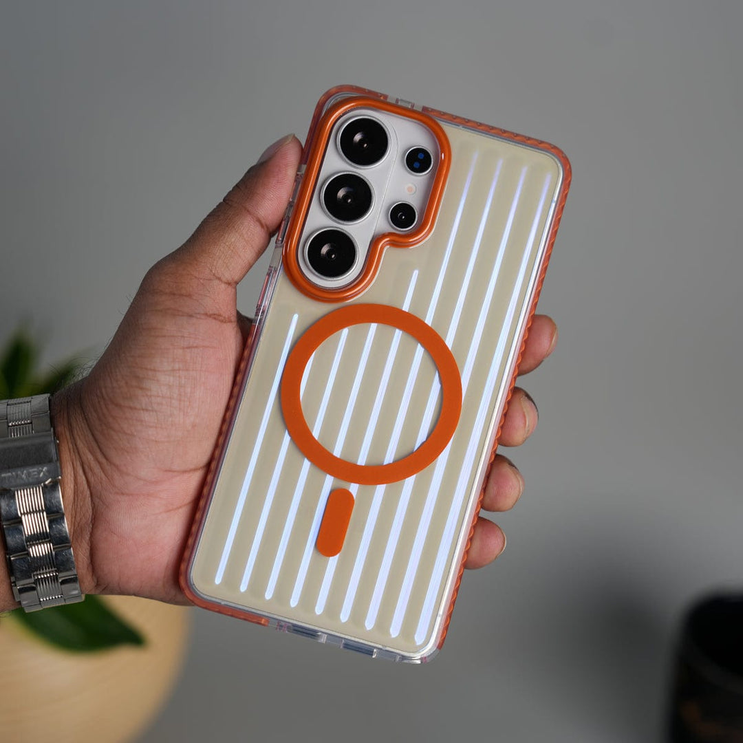 FRATO Samsung S26 Ultra Orange Galaxy S26 Ultra Transparent MagSafe Suitcase Design Case Back Cover