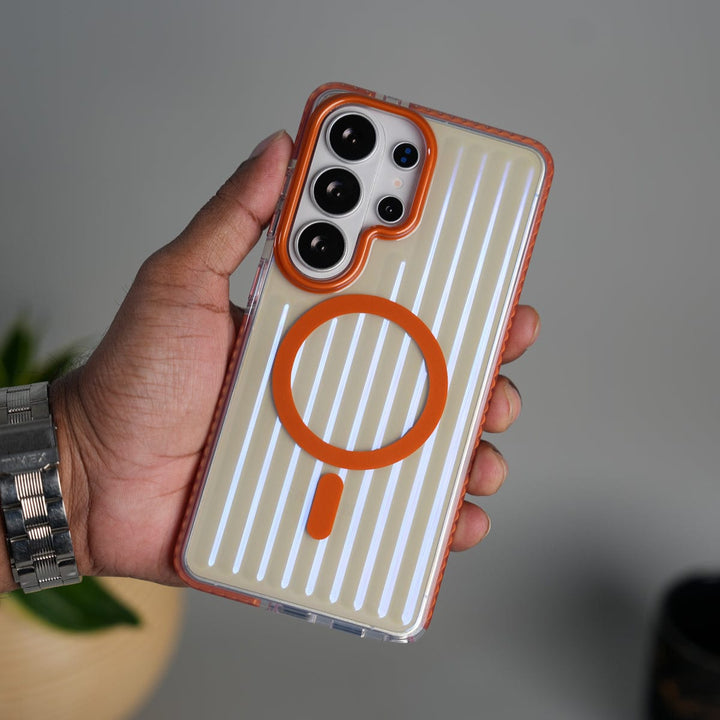 FRATO Samsung S26 Ultra Orange Galaxy S26 Ultra Transparent MagSafe Suitcase Design Case Back Cover