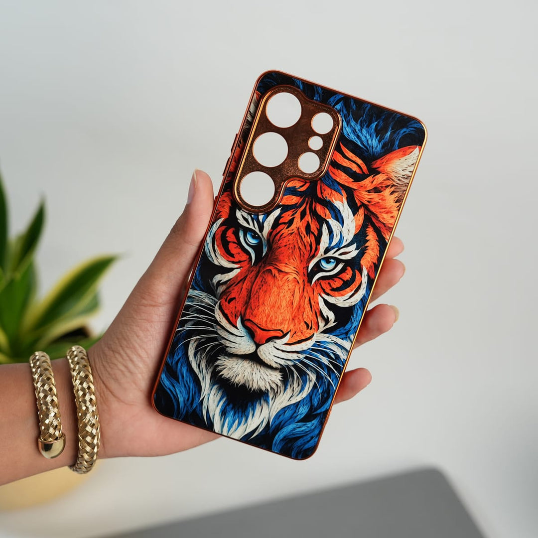 FRATO Samsung S26 Ultra S23 Ultra Galaxy Ultra Series Tiger Face Chrome Armor Case