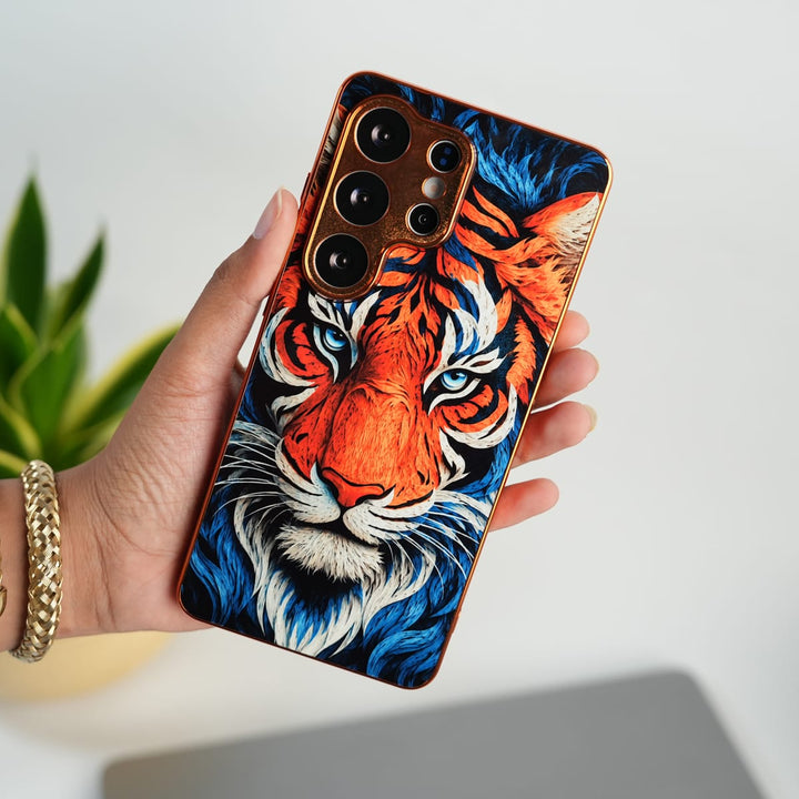 FRATO Samsung S26 Ultra S24 Ultra Galaxy Ultra Series Tiger Face Chrome Armor Case