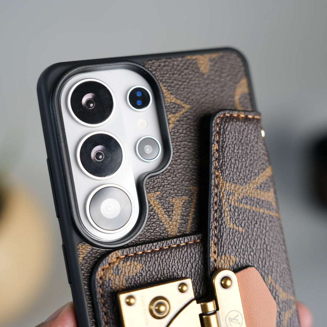 FRATO Samsung S26 Ultra Samsung Galaxy S26 Ultra Brand Leather Card Holder Slot Lock Sling Cover