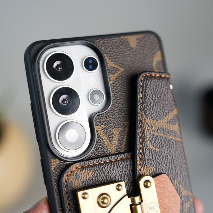 FRATO Samsung S26 Ultra Samsung Galaxy S26 Ultra Brand Leather Card Holder Slot Lock Sling Cover