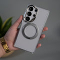 Galaxy S26 Ultra Magnetic Clear Case with Metal Ring Stand | Transparent Shockproof Cover
