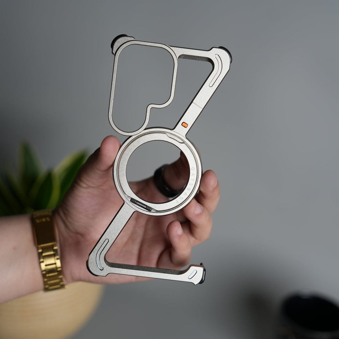 FRATO Samsung S26 Ultra Titanium Silver Galaxy S26 Ultra Z Shape Aluminum Metal Rotating Kickstand Frameless Design